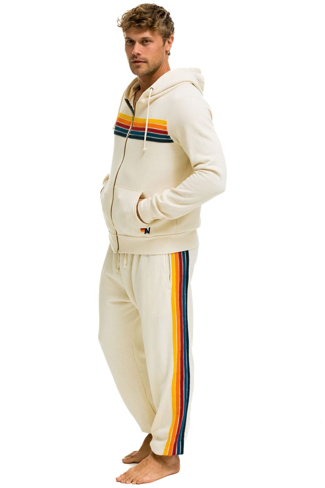 Aviator Nation 5 STRIPE SWEATPANTS - VINTAGE WHITE