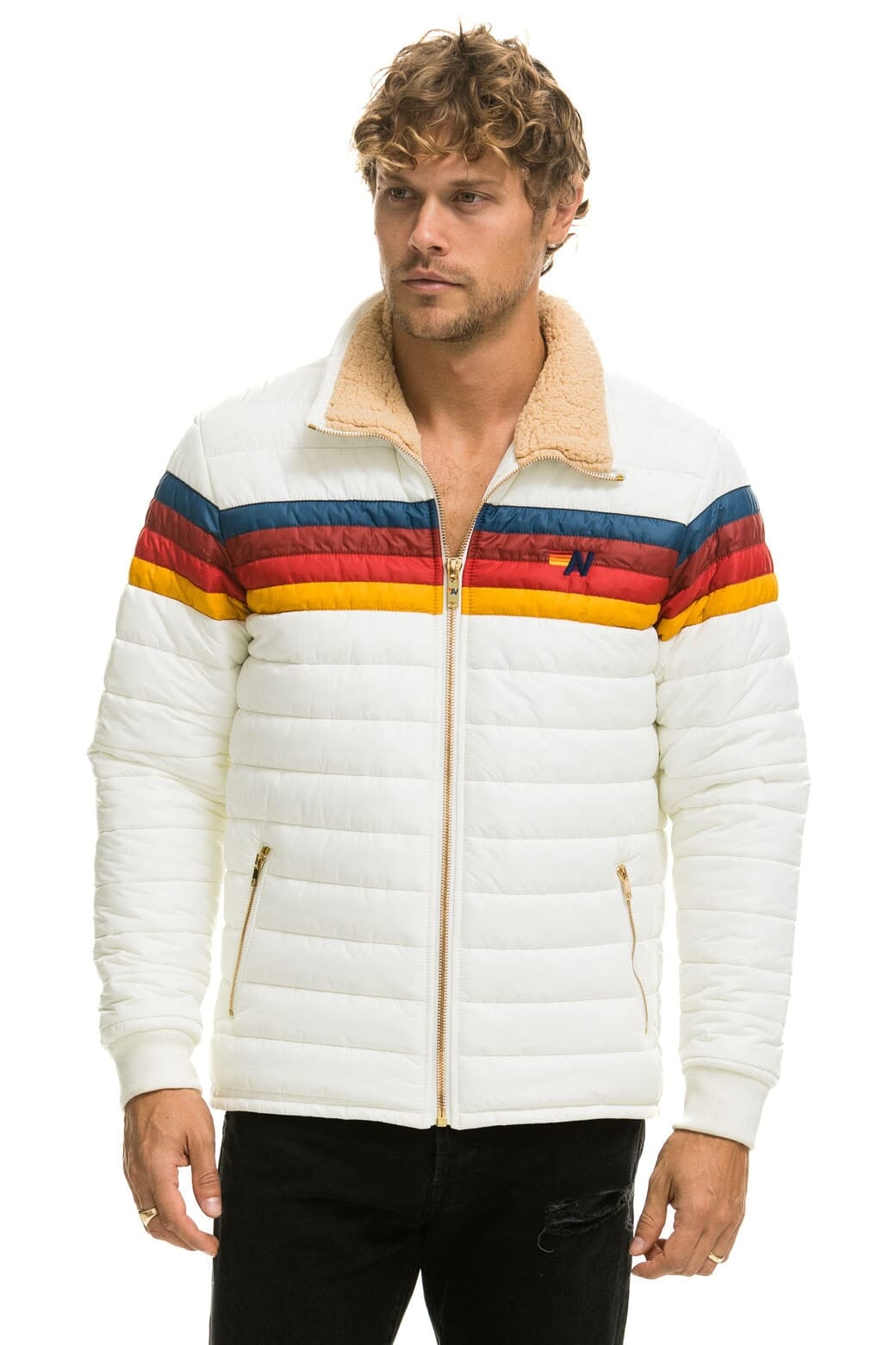 Aviator Nation 4 STRIPE JACKET - WHITE