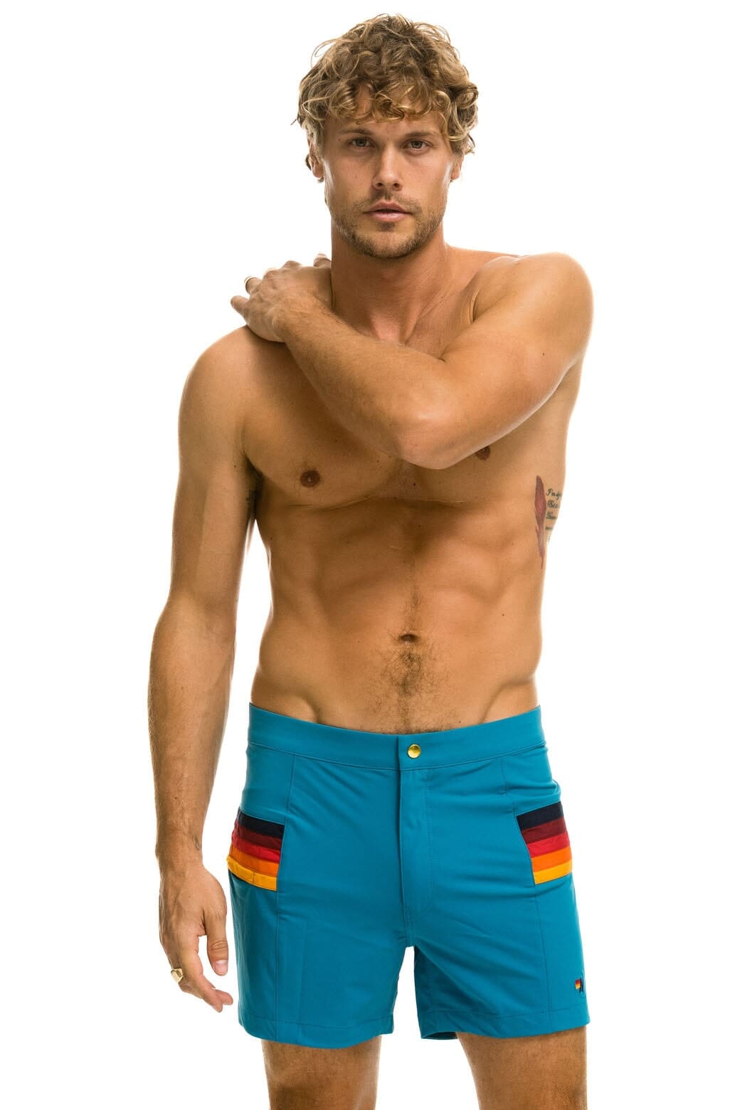 Aviator Nation MEN'S HORIZONTAL 5 STRIPE FLEX SHORTS - ANTIGUA