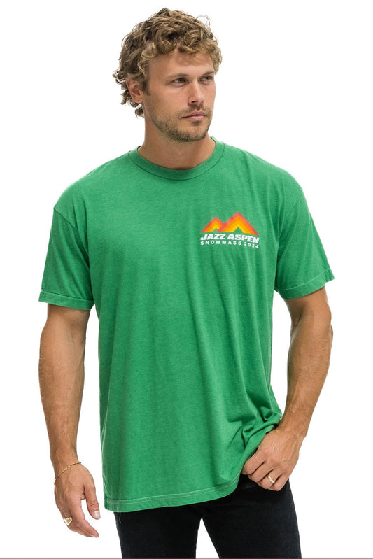 Aviator Nation JAZZ ASPEN SNOWMASS 2024 CREW TEE SHIRT - KELLY GREEN