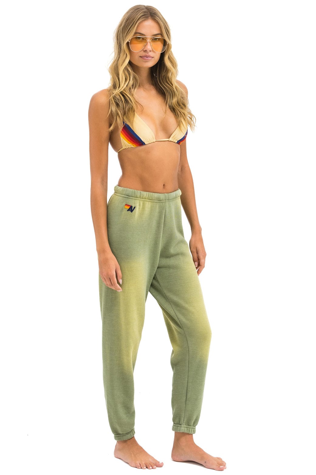 Aviator Nation 5 STRIPE SWEATPANTS - FADED ARMY