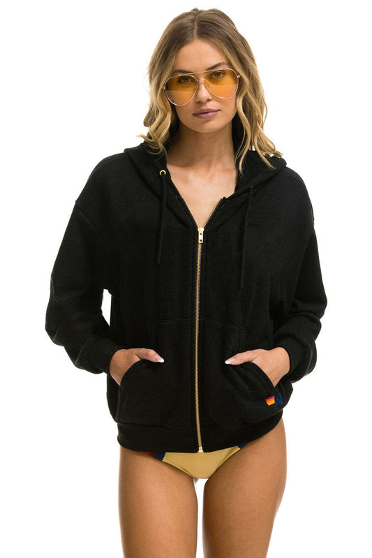 Aviator Nation LOCALS ONLY RELAXED ZIP HOODIE - BLACK