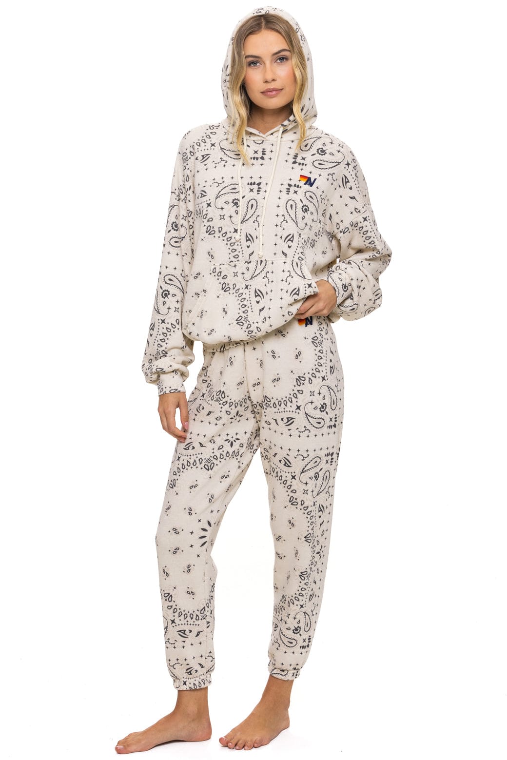 Aviator Nation BANDANA RELAXED PULLOVER HOODIE - VINTAGE WHITE