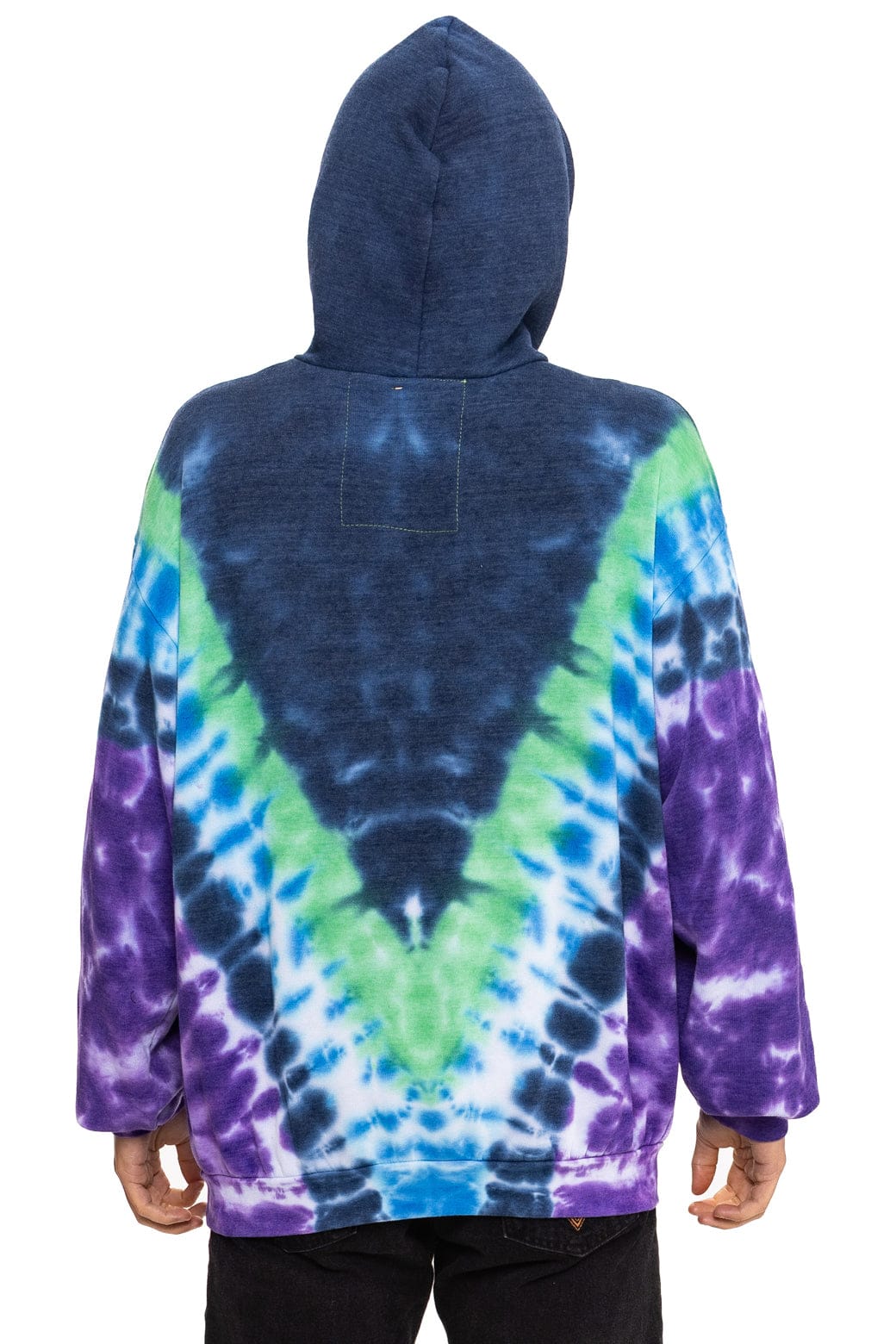 Aviator Nation HAND DYED V RELAXED PULLOVER HOODIE - TIE DYE MIDNIGHT // PURPLE
