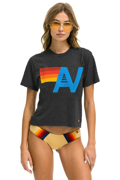 Aviator Nation LOGO BOYFRIEND TEE - CHARCOAL