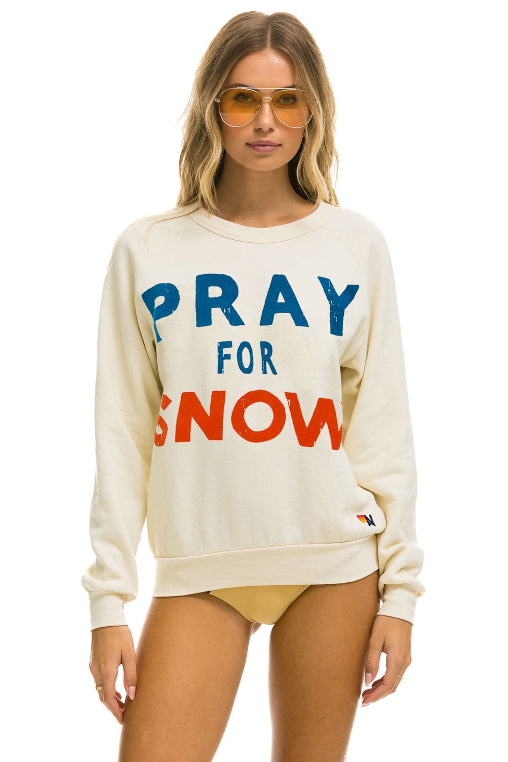 Aviator Nation PRAY FOR SNOW SWEATSHIRT - VINTAGE WHITE