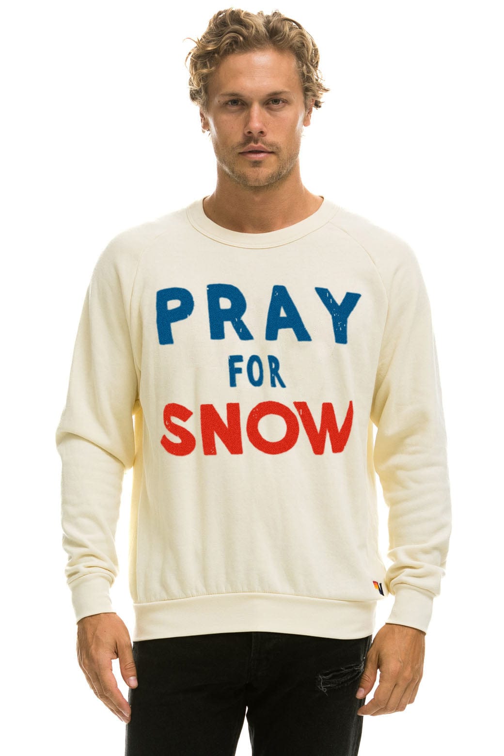 Aviator Nation PRAY FOR SNOW SWEATSHIRT - VINTAGE WHITE