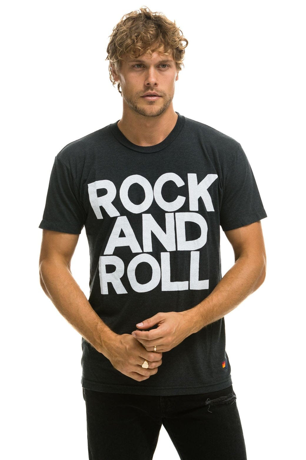 Aviator Nation ROCK AND ROLL TEE - CHARCOAL