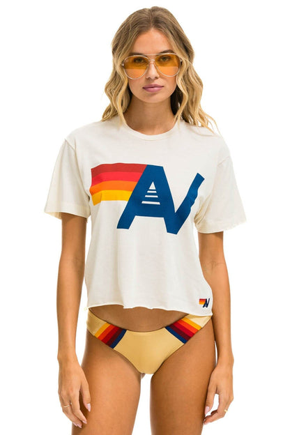 Aviator Nation LOGO BOYFRIEND TEE - VINTAGE WHITE