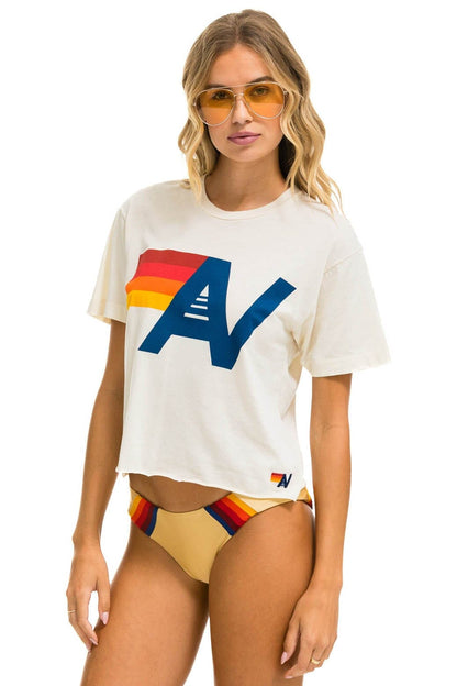 Aviator Nation LOGO BOYFRIEND TEE - VINTAGE WHITE
