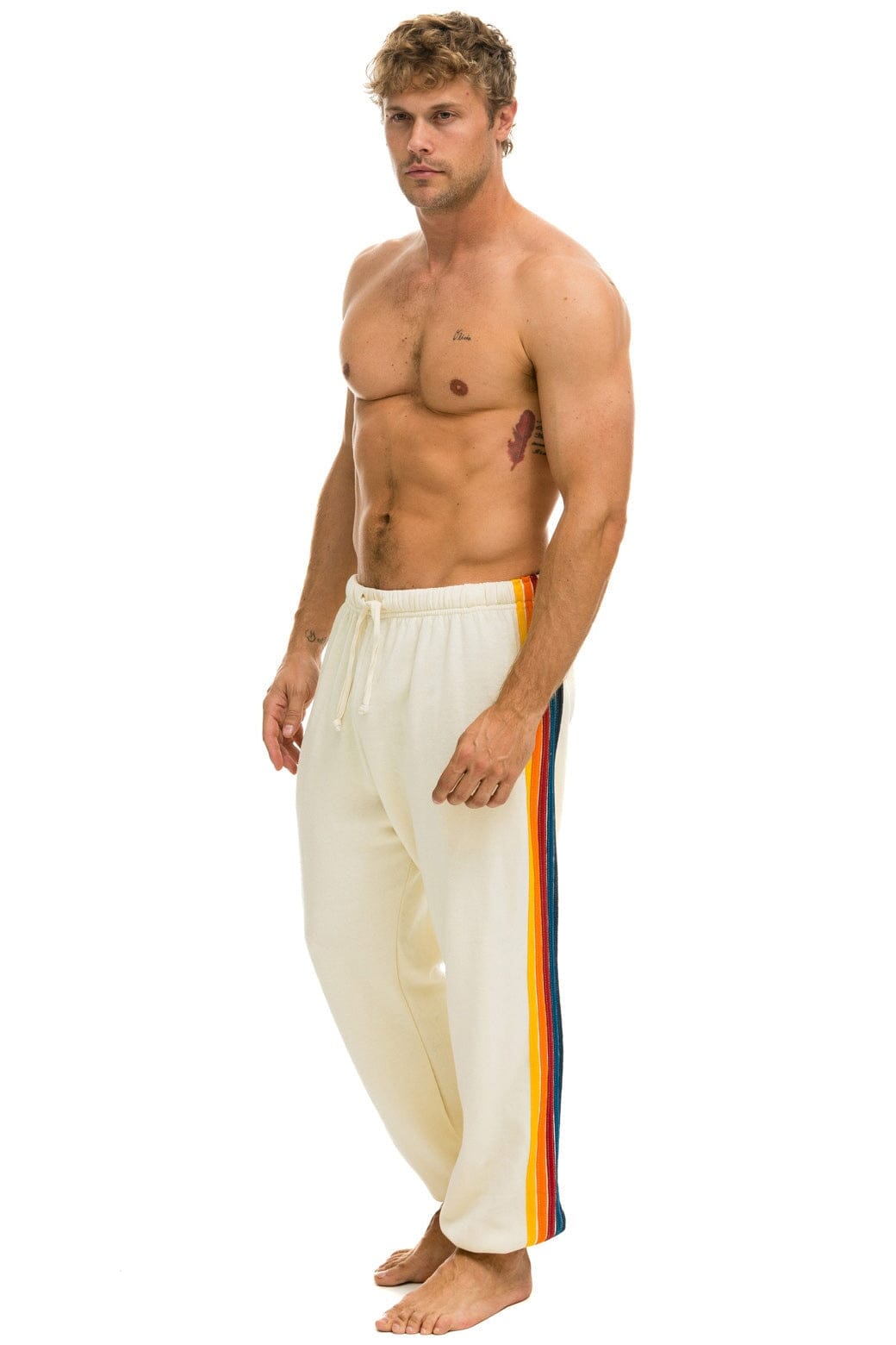 Aviator Nation 5 STRIPE SWEATPANTS - VINTAGE WHITE