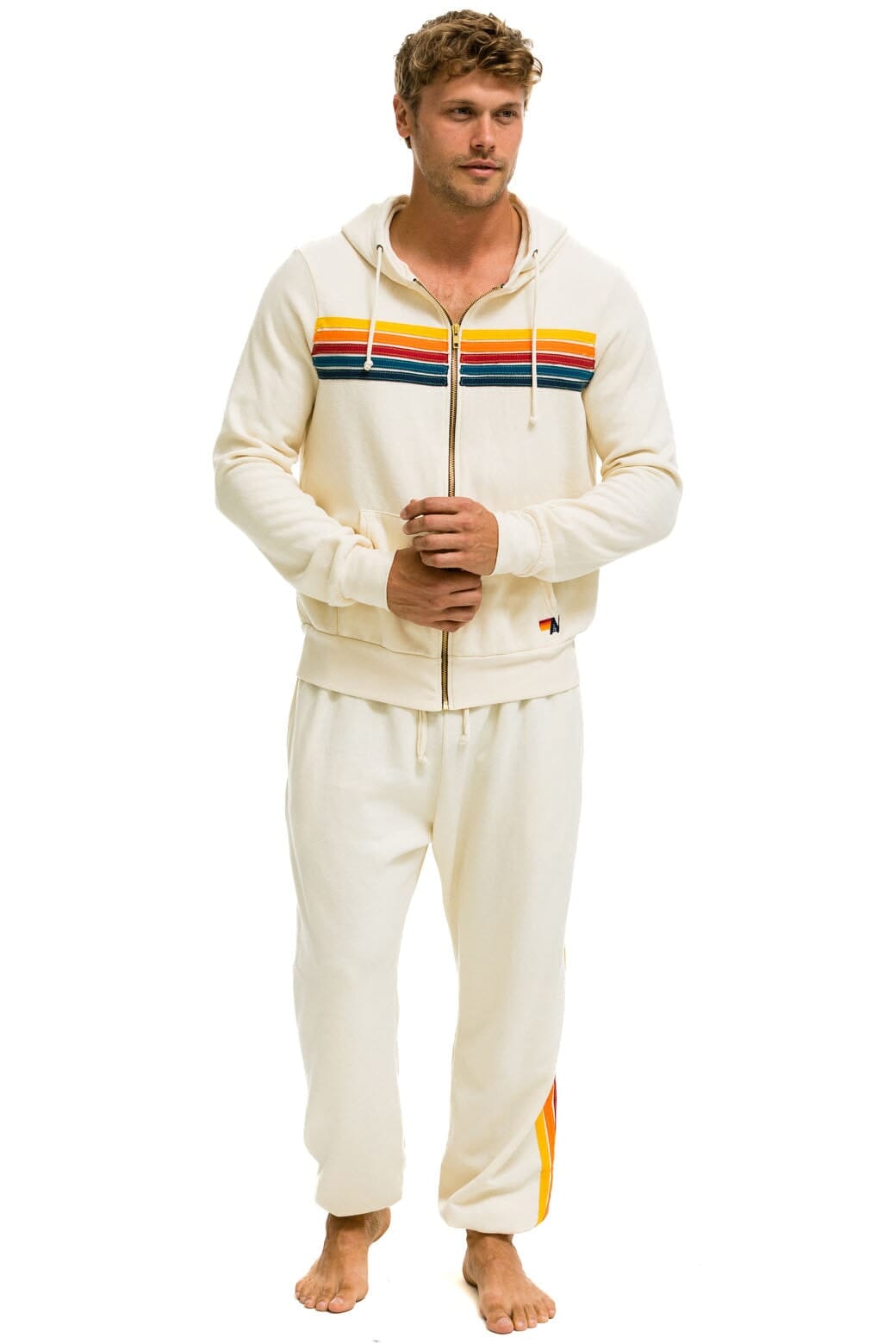 Aviator Nation 5 STRIPE SWEATPANTS - VINTAGE WHITE