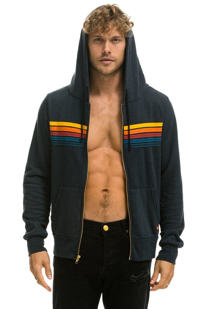 Aviator Nation 5 STRIPE HOODIE - CHARCOAL