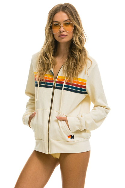 Aviator Nation 5 STRIPE HOODIE - VINTAGE WHITE