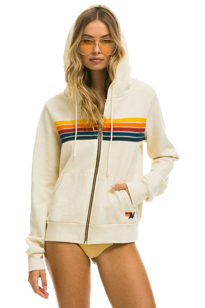 Aviator Nation 5 STRIPE HOODIE - VINTAGE WHITE