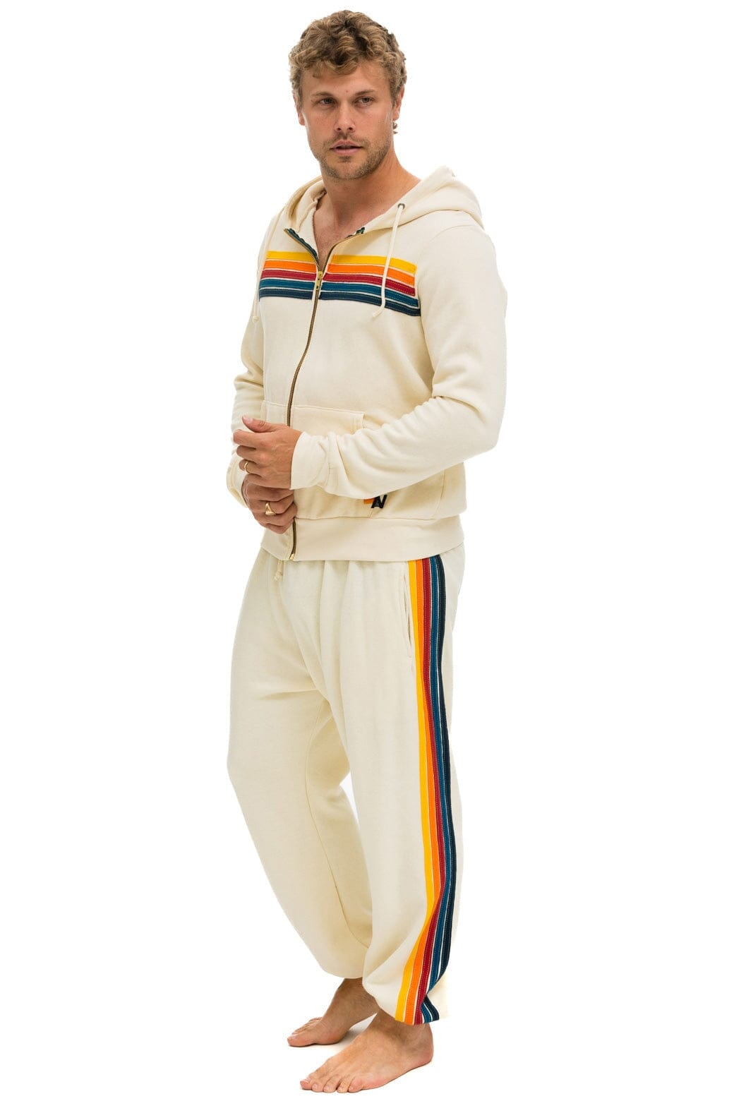 Aviator Nation 5 STRIPE HOODIE - VINTAGE WHITE