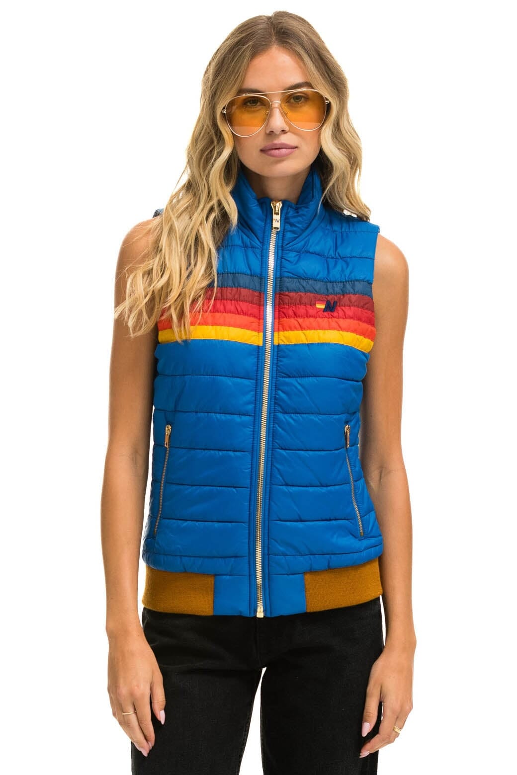 Aviator Nation WOMEN'S 5 STRIPE VEST - SNORKEL BLUE