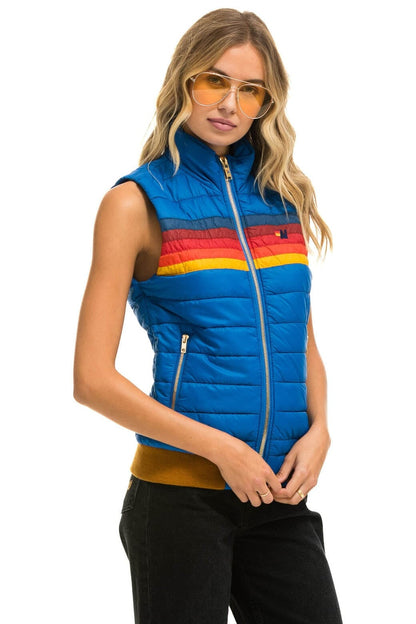Aviator Nation WOMEN'S 5 STRIPE VEST - SNORKEL BLUE