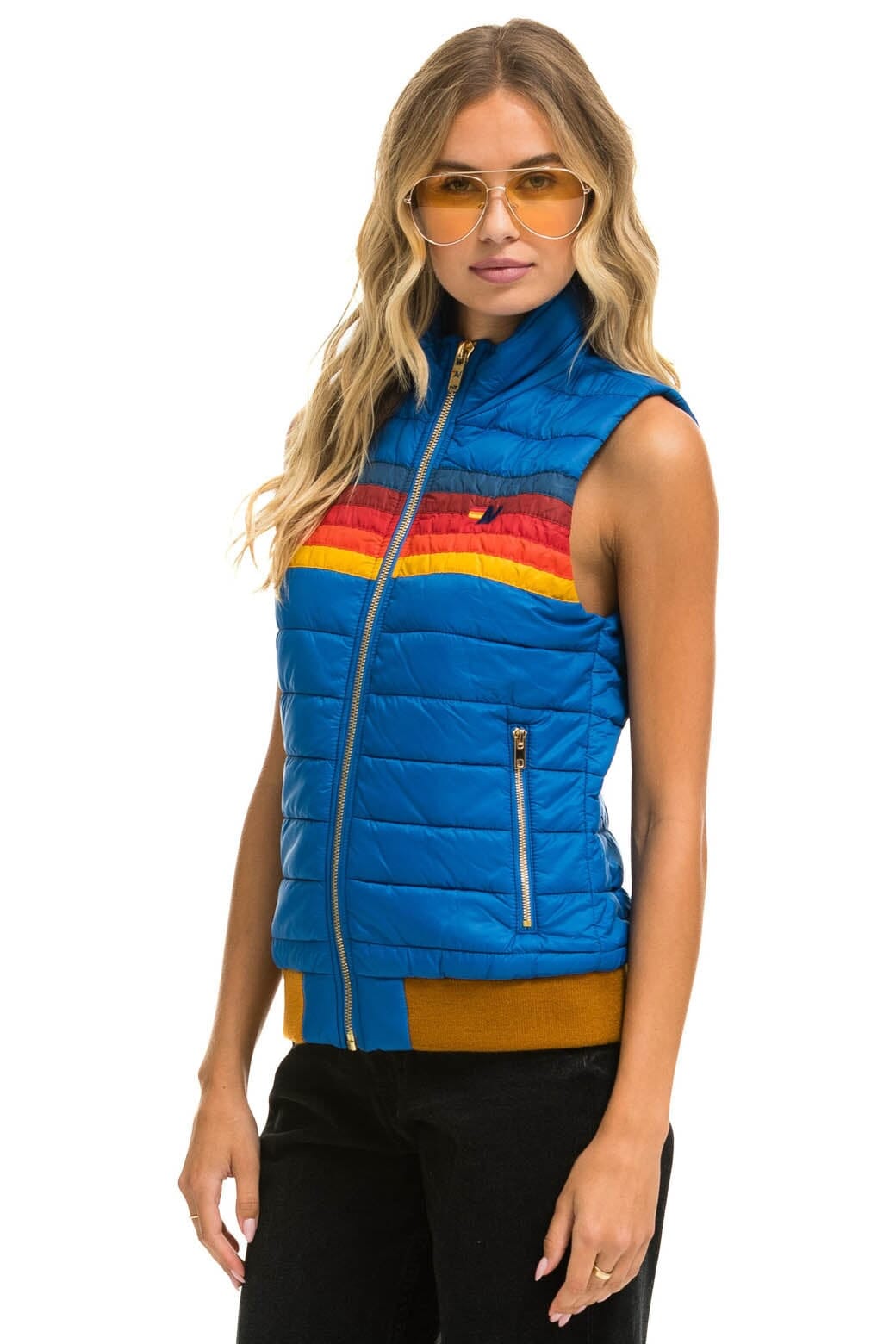 Aviator Nation WOMEN'S 5 STRIPE VEST - SNORKEL BLUE