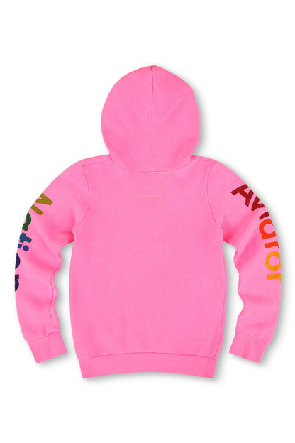 Aviator Nation KID'S AVIATOR NATION ZIP HOODIE - NEON PINK