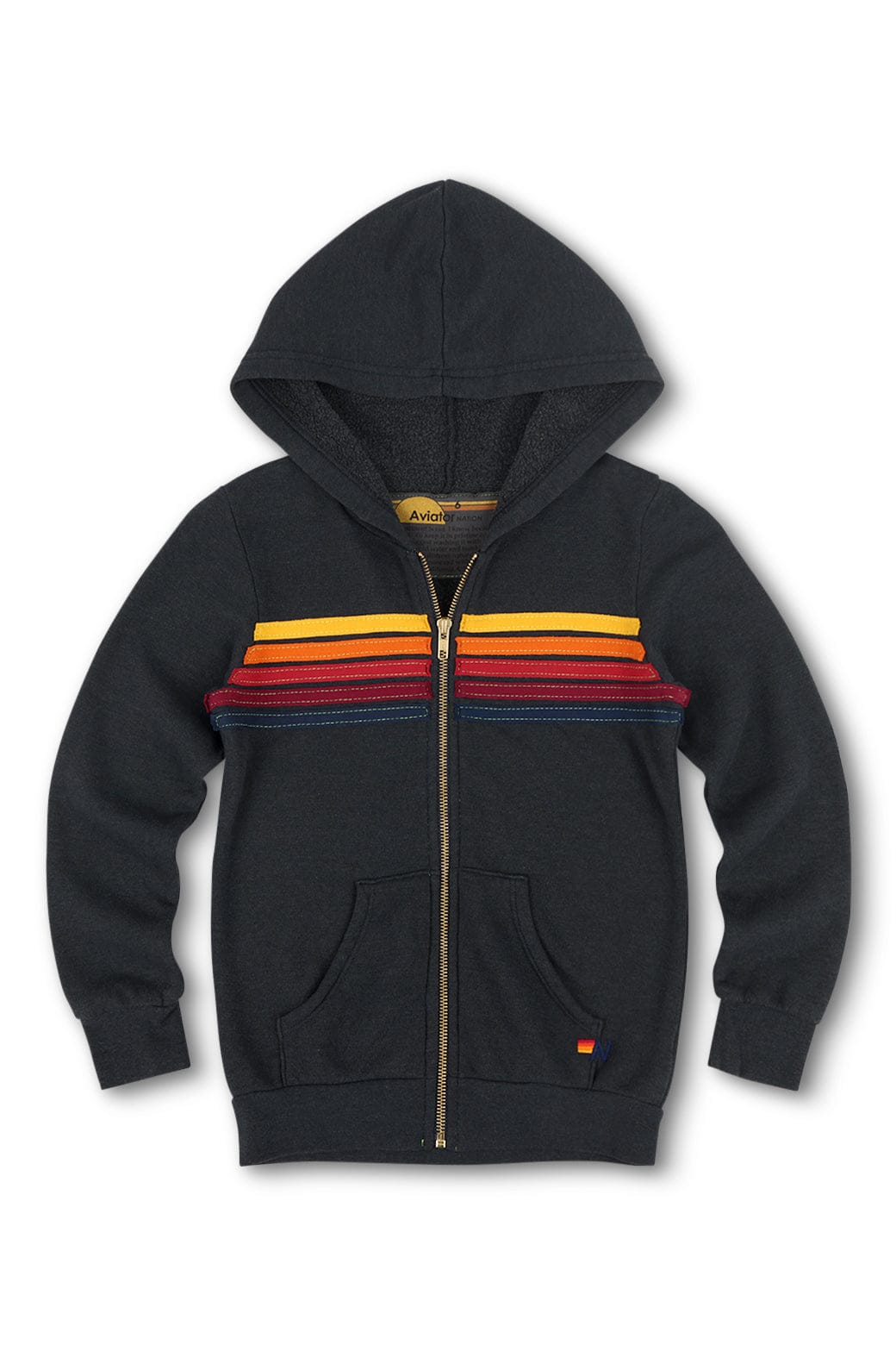 Aviator Nation KID'S 5 STRIPE HOODIE - CHARCOAL