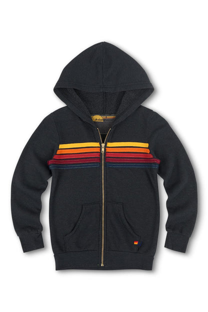 Aviator Nation KID'S 5 STRIPE HOODIE - CHARCOAL