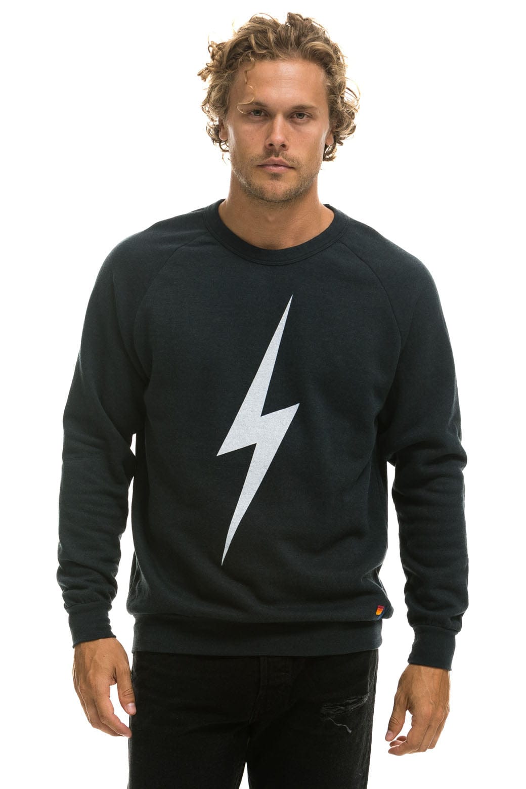 Aviator Nation BOLT CREW SWEATSHIRT - CHARCOAL