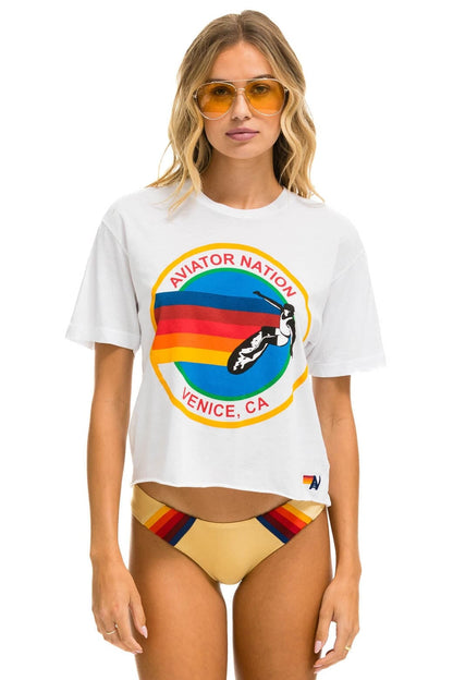 Aviator Nation SIGNATURE BOYFRIEND TEE - WHITE