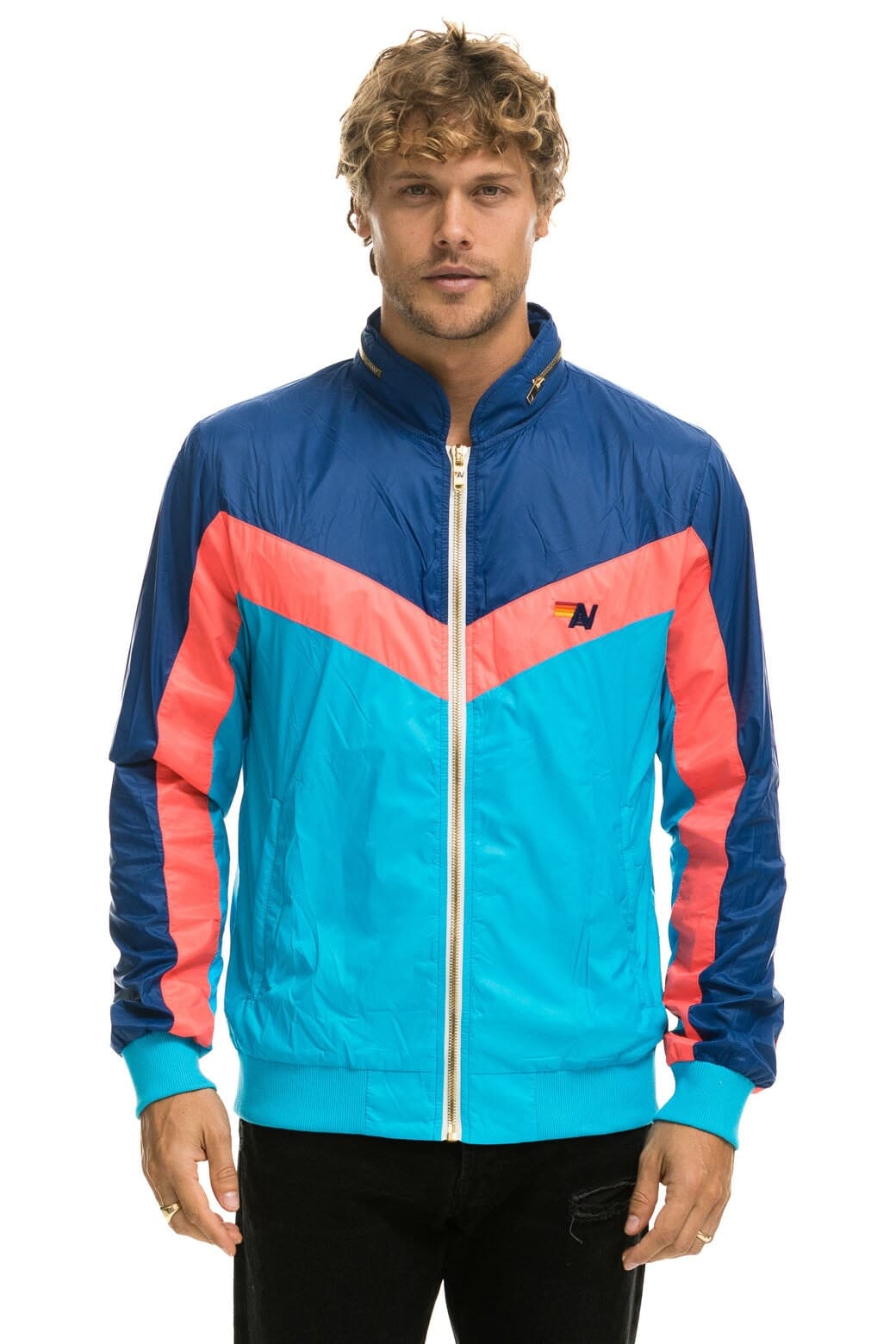 Aviator Nation MEN'S WINDBREAKER JACKET- NEON BLUE