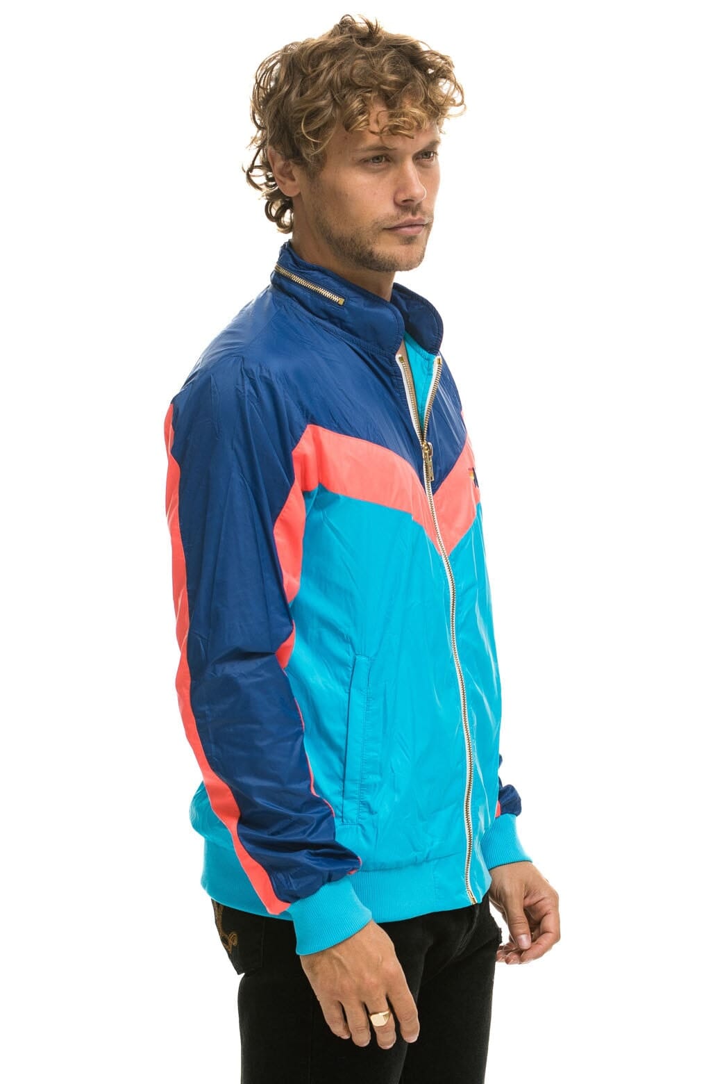 Aviator Nation MEN'S WINDBREAKER JACKET- NEON BLUE