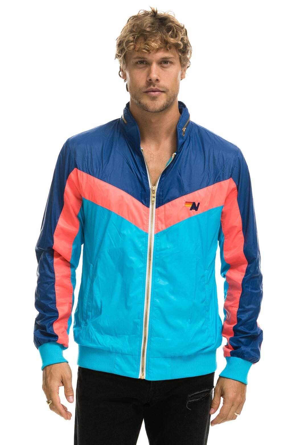 Aviator Nation MEN'S WINDBREAKER JACKET- NEON BLUE