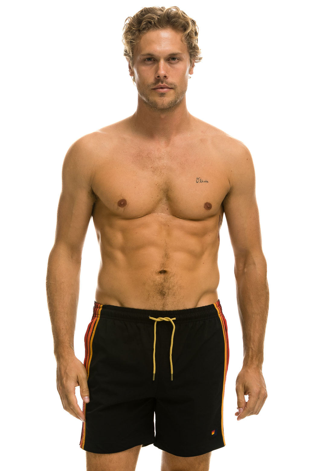 Aviator Nation MEN'S 5 STRIPE FLEX SHORTS - BLACK
