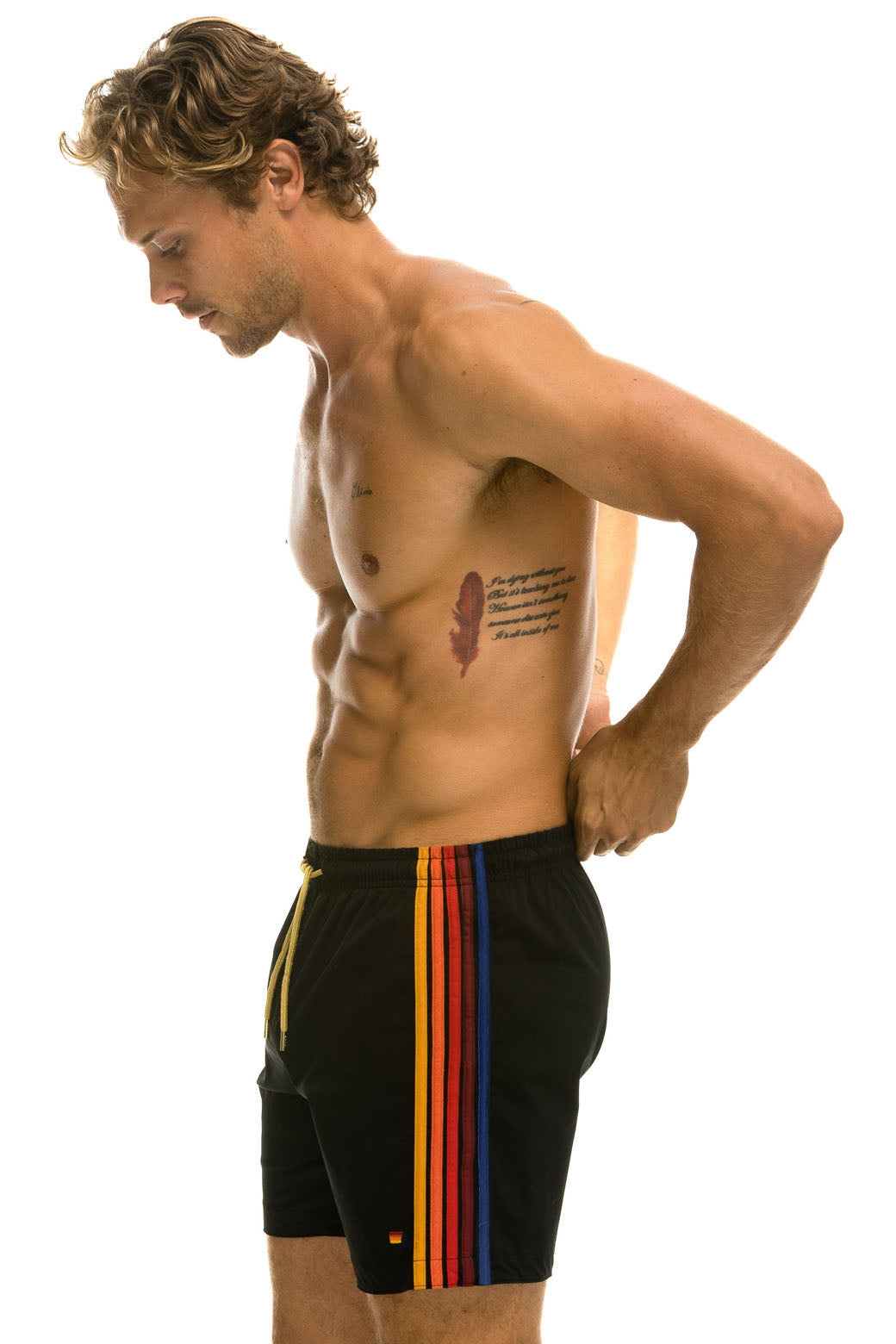 Aviator Nation MEN'S 5 STRIPE FLEX SHORTS - BLACK