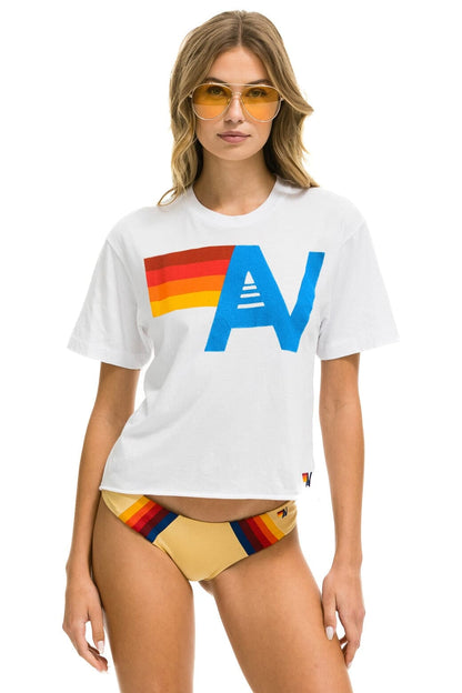 Aviator Nation LOGO BOYFRIEND TEE - WHITE