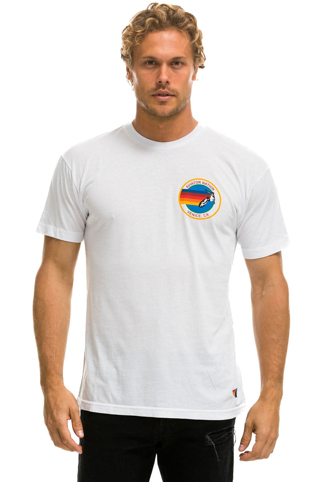 Aviator Nation SIGNATURE SMALL VENICE CIRCLE TEE - WHITE