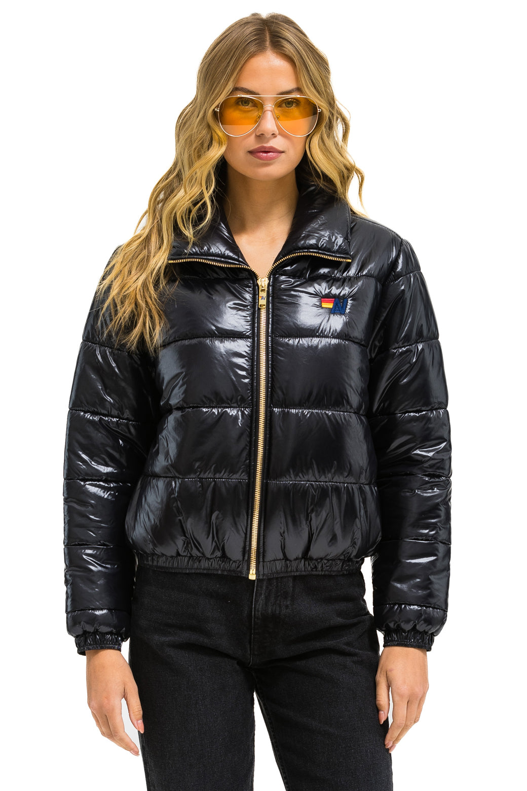Aviator Nation BOLT LUXE APRES PUFFER JACKET - GLOSSY BLACK