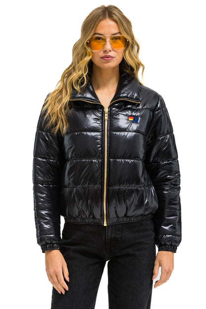 Aviator Nation BOLT LUXE APRES PUFFER JACKET - GLOSSY BLACK
