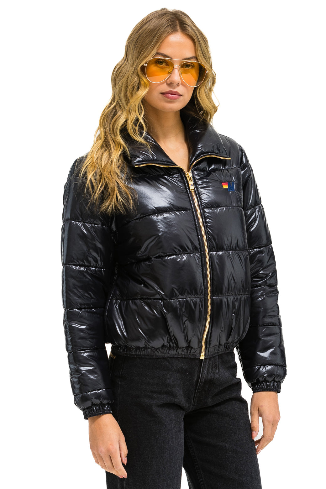 Aviator Nation BOLT LUXE APRES PUFFER JACKET - GLOSSY BLACK