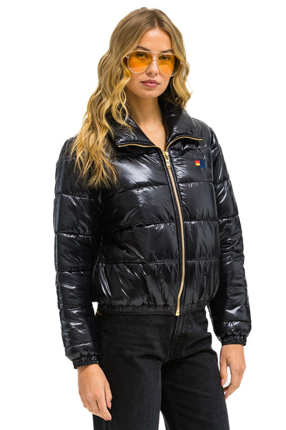 Aviator Nation BOLT LUXE APRES PUFFER JACKET - GLOSSY BLACK