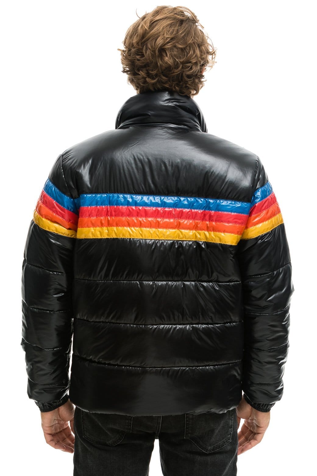 Aviator Nation 4 STRIPE LUXE TRAVELER JACKET - GLOSSY BLACK