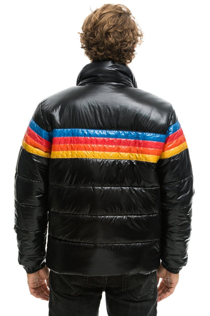 Aviator Nation 4 STRIPE LUXE TRAVELER JACKET - GLOSSY BLACK