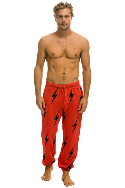 Aviator Nation BOLT STITCH REPEAT SWEATPANTS - RED // BLACK
