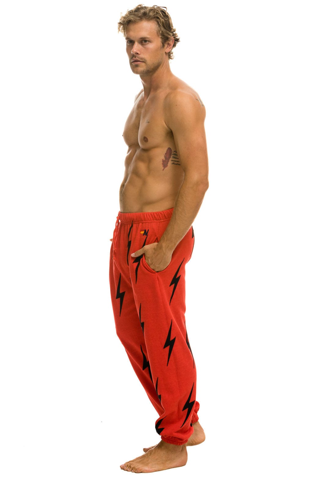 Aviator Nation BOLT STITCH REPEAT SWEATPANTS - RED // BLACK
