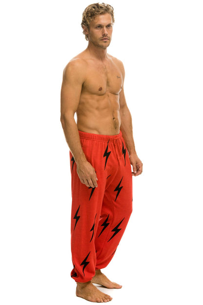 Aviator Nation BOLT STITCH REPEAT SWEATPANTS - RED // BLACK