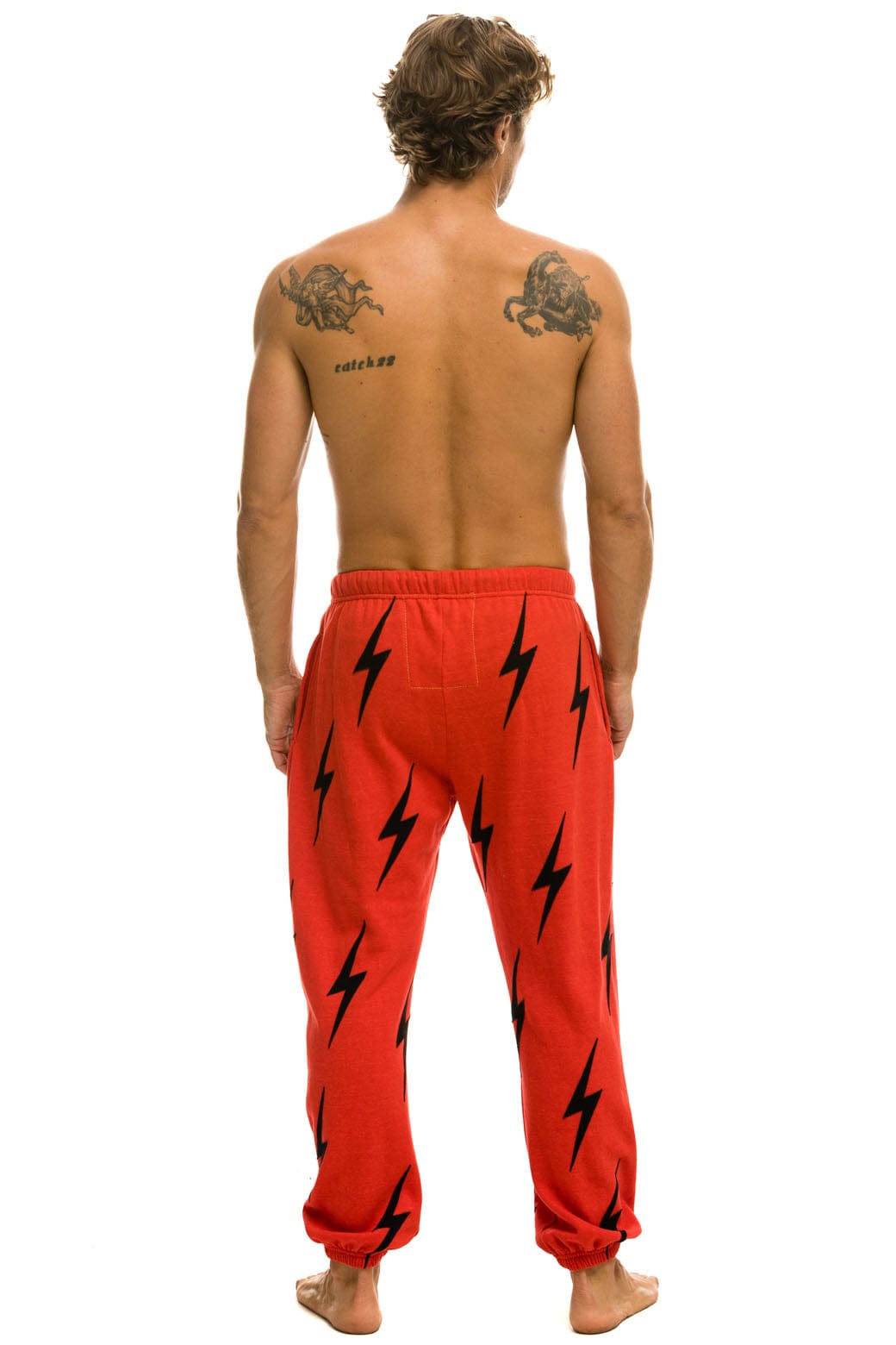 Aviator Nation BOLT STITCH REPEAT SWEATPANTS - RED // BLACK