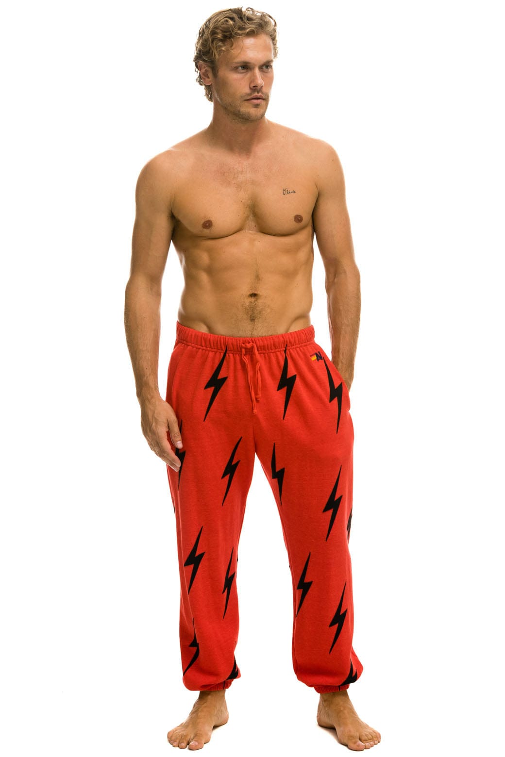 Aviator Nation BOLT STITCH REPEAT SWEATPANTS - RED // BLACK