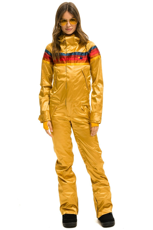 Aviator Nation WOMEN'S 5 STRIPE SATIN POWDER SUIT - CHAMPAGNE