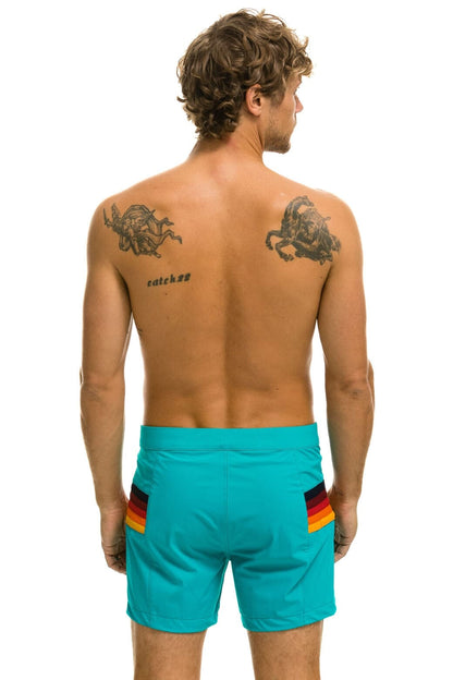 Aviator Nation MEN'S HORIZONTAL 5 STRIPE FLEX SHORTS - JADE