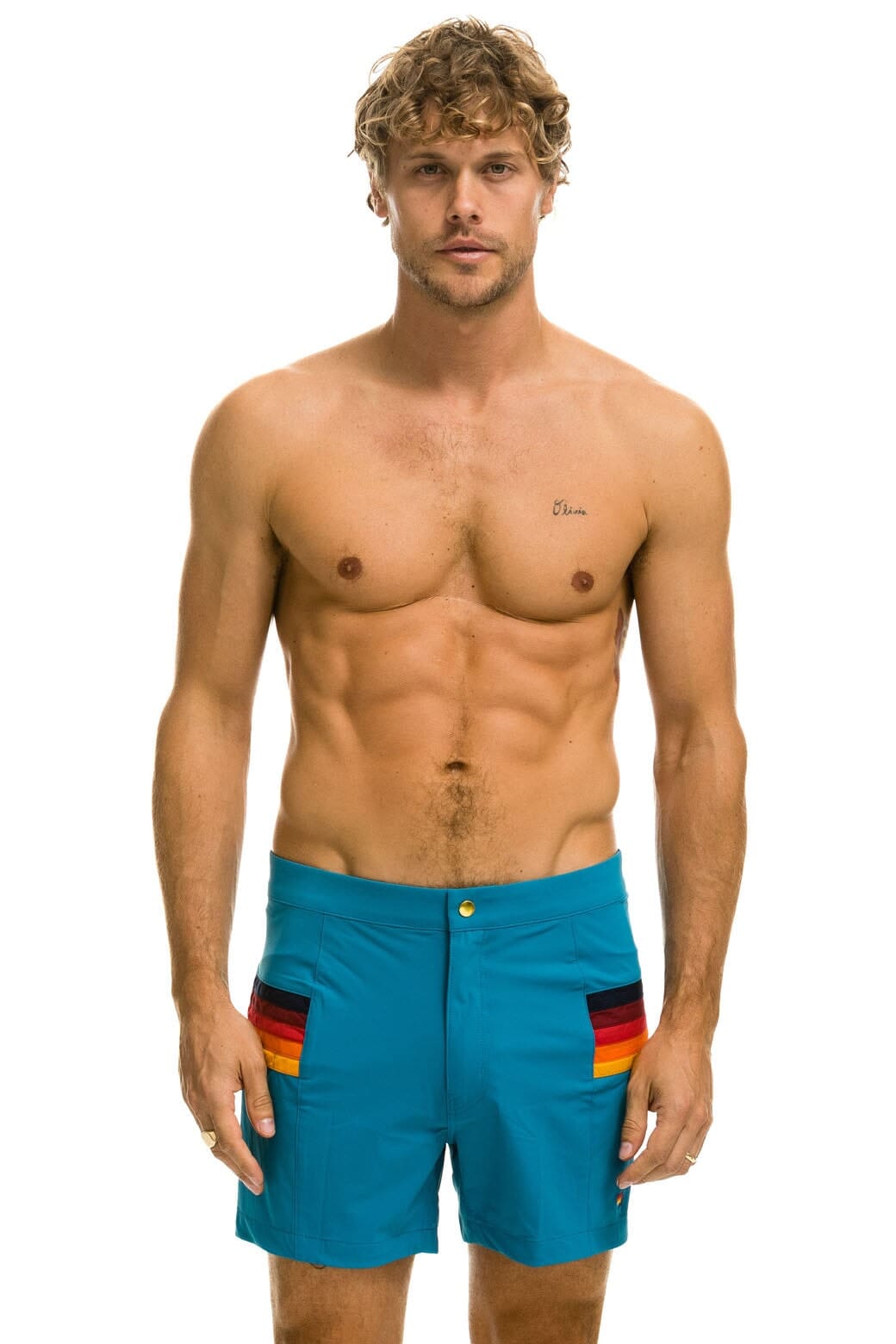 Aviator Nation MEN'S HORIZONTAL 5 STRIPE FLEX SHORTS - ANTIGUA