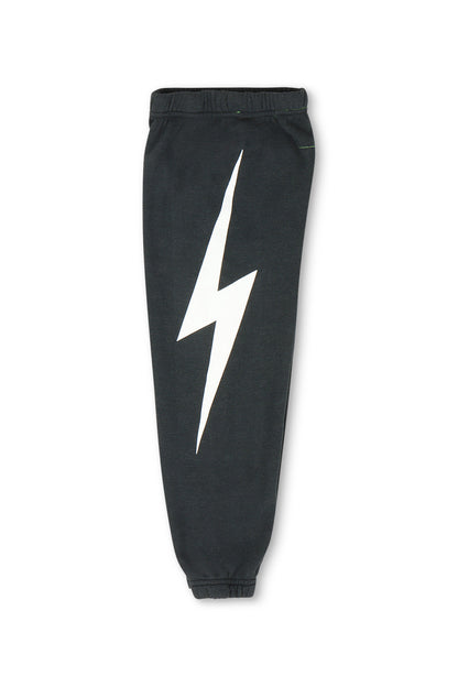 Aviator Nation KIDS BOLT PRINT SWEATPANTS - CHARCOAL // WHITE